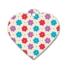 Abstract Art Pattern Colorful Artistic Flower Nature Spring Dog Tag Heart (two Sides)