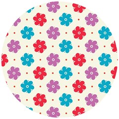 Abstract Art Pattern Colorful Artistic Flower Nature Spring Wooden Puzzle Round