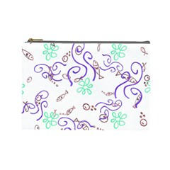 Fish Lilies Sea Aquatic Flowers Algae Bubble Animal Wildlife Nature Ocean Cosmetic Bag (large)