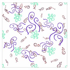 Fish Lilies Sea Aquatic Flowers Algae Bubble Animal Wildlife Nature Ocean Square Satin Scarf (36  X 36 )