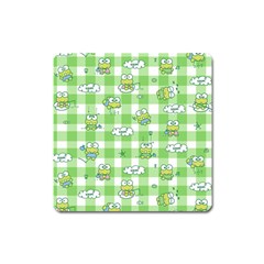 Frog Cartoon Pattern Cloud Animal Cute Seamless Square Magnet