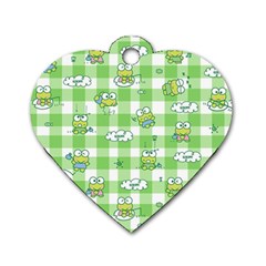Frog Cartoon Pattern Cloud Animal Cute Seamless Dog Tag Heart (two Sides) by Bedest