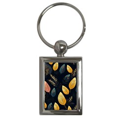 Gold Yellow Leaves Fauna Dark Background Dark Black Background Black Nature Forest Texture Wall Wall Key Chain (rectangle)