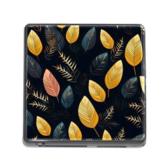 Gold Yellow Leaves Fauna Dark Background Dark Black Background Black Nature Forest Texture Wall Wall Memory Card Reader (square 5 Slot) by Bedest