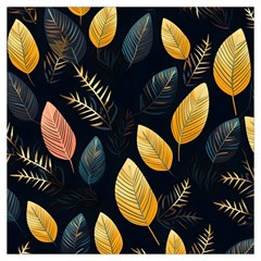Gold Yellow Leaves Fauna Dark Background Dark Black Background Black Nature Forest Texture Wall Wall Lightweight Scarf  by Bedest