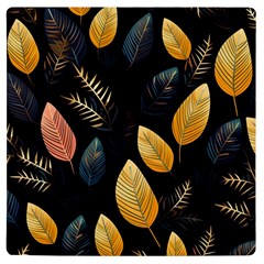 Gold Yellow Leaves Fauna Dark Background Dark Black Background Black Nature Forest Texture Wall Wall Uv Print Square Tile Coaster 