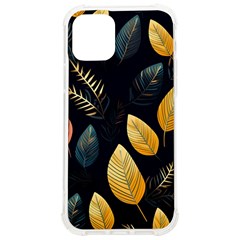 Gold Yellow Leaves Fauna Dark Background Dark Black Background Black Nature Forest Texture Wall Wall Iphone 12/12 Pro Tpu Uv Print Case by Bedest