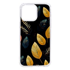 Gold Yellow Leaves Fauna Dark Background Dark Black Background Black Nature Forest Texture Wall Wall Iphone 14 Pro Max Tpu Uv Print Case