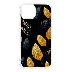 Gold Yellow Leaves Fauna Dark Background Dark Black Background Black Nature Forest Texture Wall Wall Iphone 13 Tpu Uv Print Case by Bedest