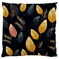 Gold Yellow Leaves Fauna Dark Background Dark Black Background Black Nature Forest Texture Wall Wall 16  Baby Flannel Cushion Case (two Sides)