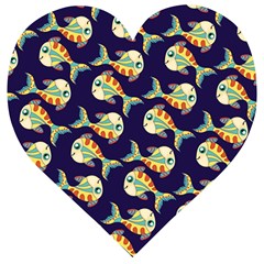 Fish Abstract Animal Art Nature Texture Water Pattern Marine Life Underwater Aquarium Aquatic Wooden Puzzle Heart by Bedest