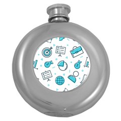 Pattern Business Graphics Seamless Background Texture Desktop Design Concept Geometric Round Hip Flask (5 Oz) by Bedest