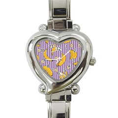 Pattern Bananas Fruit Tropical Seamless Texture Graphics Heart Italian Charm Watch by Bedest