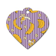 Pattern Bananas Fruit Tropical Seamless Texture Graphics Dog Tag Heart (one Side)