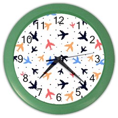 Airplane Pattern Plane Aircraft Fabric Style Simple Seamless Color Wall Clock