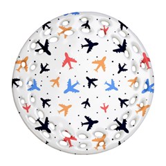 Airplane Pattern Plane Aircraft Fabric Style Simple Seamless Ornament (round Filigree) by Bedest