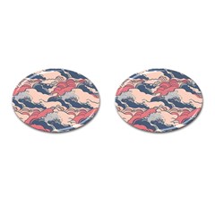 Waves Ocean Sea Water Pattern Rough Seas Digital Art Nature Nautical Cufflinks (oval) by Bedest