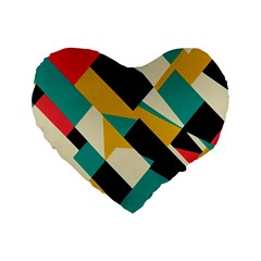 Geometric Pattern Retro Colorful Abstract Standard 16  Premium Heart Shape Cushions