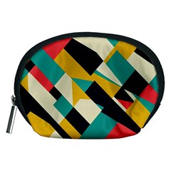 Geometric Pattern Retro Colorful Abstract Accessory Pouch (medium) by Bedest