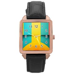 Colorful Rainbow Pattern Digital Art Abstract Minimalist Minimalism Rose Gold Leather Watch  by Bedest