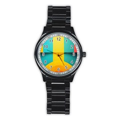 Colorful Rainbow Pattern Digital Art Abstract Minimalist Minimalism Stainless Steel Round Watch by Bedest