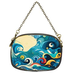 Waves Ocean Sea Abstract Whimsical Abstract Art Pattern Abstract Pattern Water Nature Moon Full Moon Chain Purse (one Side) by Bedest