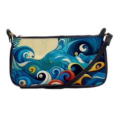 Waves Ocean Sea Abstract Whimsical Abstract Art Pattern Abstract Pattern Water Nature Moon Full Moon Shoulder Clutch Bag by Bedest