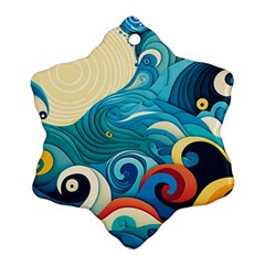 Waves Ocean Sea Abstract Whimsical Abstract Art Pattern Abstract Pattern Water Nature Moon Full Moon Ornament (snowflake)