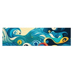 Waves Ocean Sea Abstract Whimsical Abstract Art Pattern Abstract Pattern Water Nature Moon Full Moon Oblong Satin Scarf (16  X 60 )