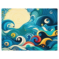 Waves Ocean Sea Abstract Whimsical Abstract Art Pattern Abstract Pattern Water Nature Moon Full Moon Premium Plush Fleece Blanket (extra Small) by Bedest