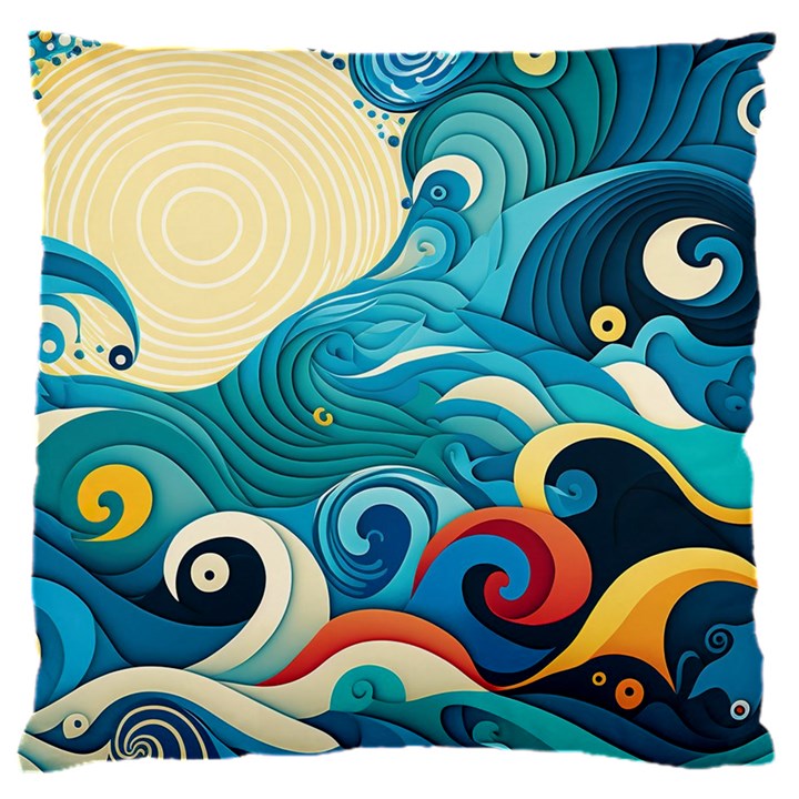 Waves Ocean Sea Abstract Whimsical Abstract Art Pattern Abstract Pattern Water Nature Moon Full Moon 16  Baby Flannel Cushion Case (Two Sides)