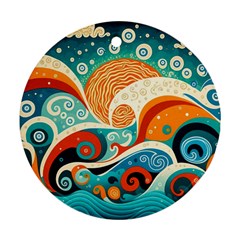 Waves Ocean Sea Abstract Whimsical Abstract Art Pattern Abstract Pattern Nature Water Seascape Ornament (round)