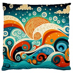 Waves Ocean Sea Abstract Whimsical Abstract Art Pattern Abstract Pattern Nature Water Seascape Large Premium Plush Fleece Cushion Case (two Sides)