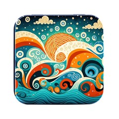 Waves Ocean Sea Abstract Whimsical Abstract Art Pattern Abstract Pattern Nature Water Seascape Square Metal Box (black) by Bedest