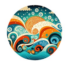 Waves Ocean Sea Abstract Whimsical Abstract Art Pattern Abstract Pattern Nature Water Seascape Mini Round Pill Box