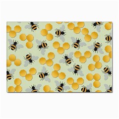 Bees Pattern Honey Bee Bug Honeycomb Honey Beehive Postcard 4 x 6  (Pkg of 10)