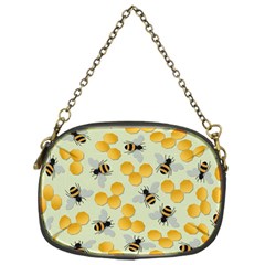 Bees Pattern Honey Bee Bug Honeycomb Honey Beehive Chain Purse (One Side)