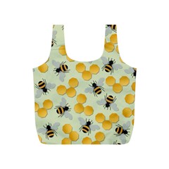 Bees Pattern Honey Bee Bug Honeycomb Honey Beehive Full Print Recycle Bag (s)