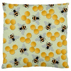 Bees Pattern Honey Bee Bug Honeycomb Honey Beehive Standard Premium Plush Fleece Cushion Case (One Side)