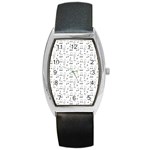 Music Notes Background Wallpaper Barrel Style Metal Watch Front