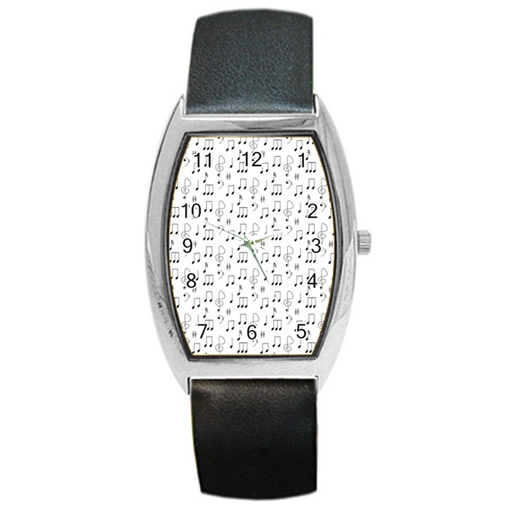 Music Notes Background Wallpaper Barrel Style Metal Watch