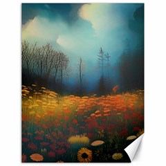 Wildflowers Field Outdoors Clouds Trees Cover Art Storm Mysterious Dream Landscape Canvas 18  X 24  by Posterlux