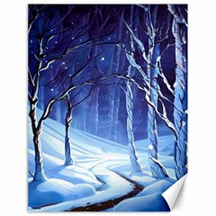 Landscape Outdoors Greeting Card Snow Forest Woods Nature Ai Generated Path Trail Santa s Village Vi Canvas 18  X 24  by Posterlux