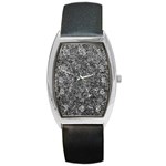 Black and white Abstract expressive print Barrel Style Metal Watch Front