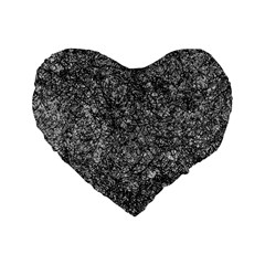 Black And White Abstract Expressive Print Standard 16  Premium Flano Heart Shape Cushions by dflcprintsclothing