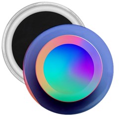 Circle Colorful Rainbow Spectrum Button Gradient 3  Magnets by Maspions