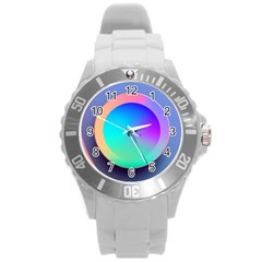 Circle Colorful Rainbow Spectrum Button Gradient Round Plastic Sport Watch (l) by Maspions