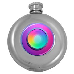 Circle Colorful Rainbow Spectrum Button Gradient Psychedelic Art Round Hip Flask (5 Oz)