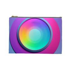 Circle Colorful Rainbow Spectrum Button Gradient Psychedelic Art Cosmetic Bag (large) by Maspions