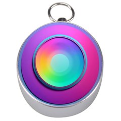 Circle Colorful Rainbow Spectrum Button Gradient Psychedelic Art Silver Compasses